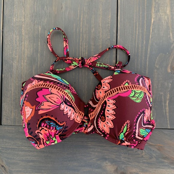 Swim Bikini Top Xhilaration Target Small Pink Floral Tropical Padded Underwire - Picture 1 of 3